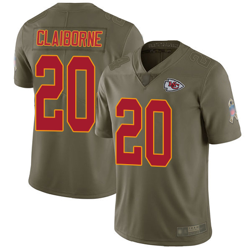 Men Kansas City Chiefs #20 Claiborne Morris Limited Olive 2017 Salute to Service Football Nike NFL Jersey